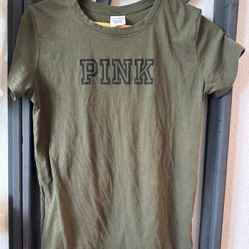 PINK Victoria's Secret Green Short Sleeve Tee Casual Style     (F)